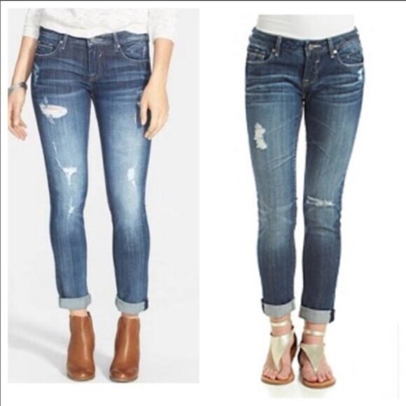 Vigoss The Thompson Double Roll Cuff Skinny Distressed Jeans Size 27 - Picture 1 of 14